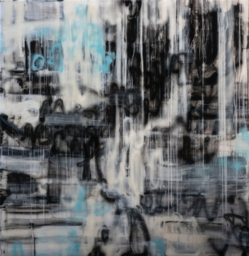 Central Avenue #9, 60x60 inches, acrylic and spray paint on wood panel with resin