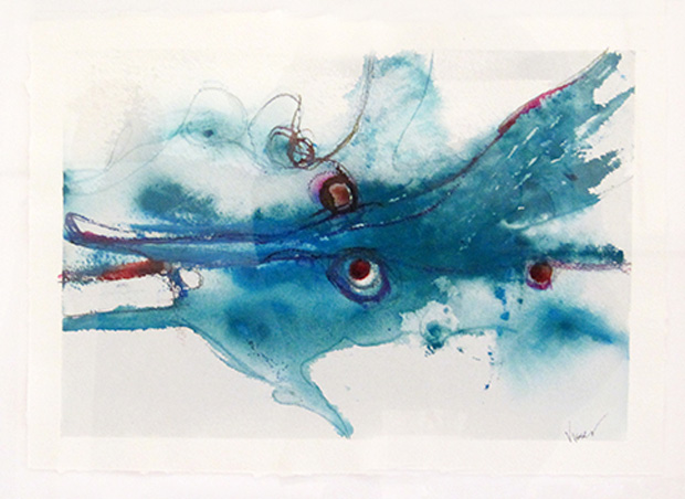 Kneeling before the sea by Stephanie Visser (Works on paper)