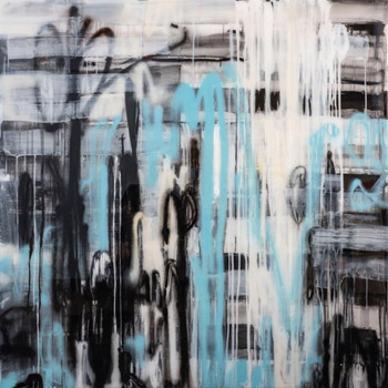 Central Avenue #6, 60x60 inches, acrylic and spray paint on wood panel with resin